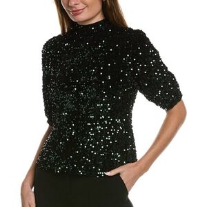 Elegant Dark Green Sequin Women's Top Nanette Size M
